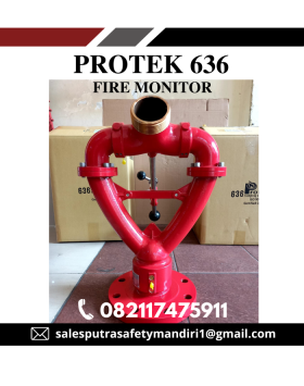 FIRE MONITOR PROTEK STYLE 636 INLET FLANGE 2.5 INCH BODY BRASS CAT POWDER RED