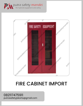 FOTO IMPORT FIRE CABINET STEEL 2 PINTU KACA LEMARI PEMADAM READY STOCK